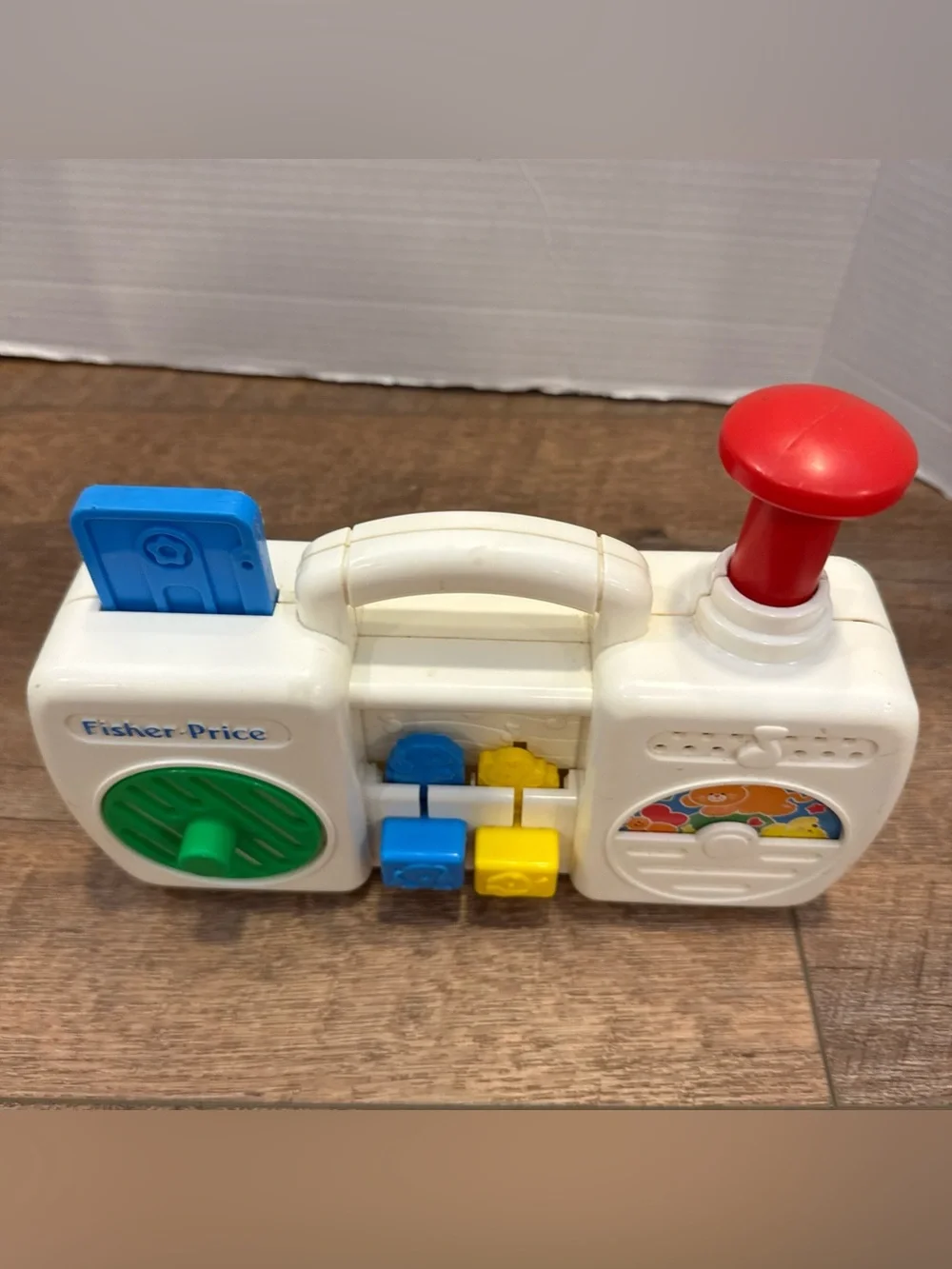Vintage Fisher-Price Pretend Radio Music Toy White Red Blue Yellow